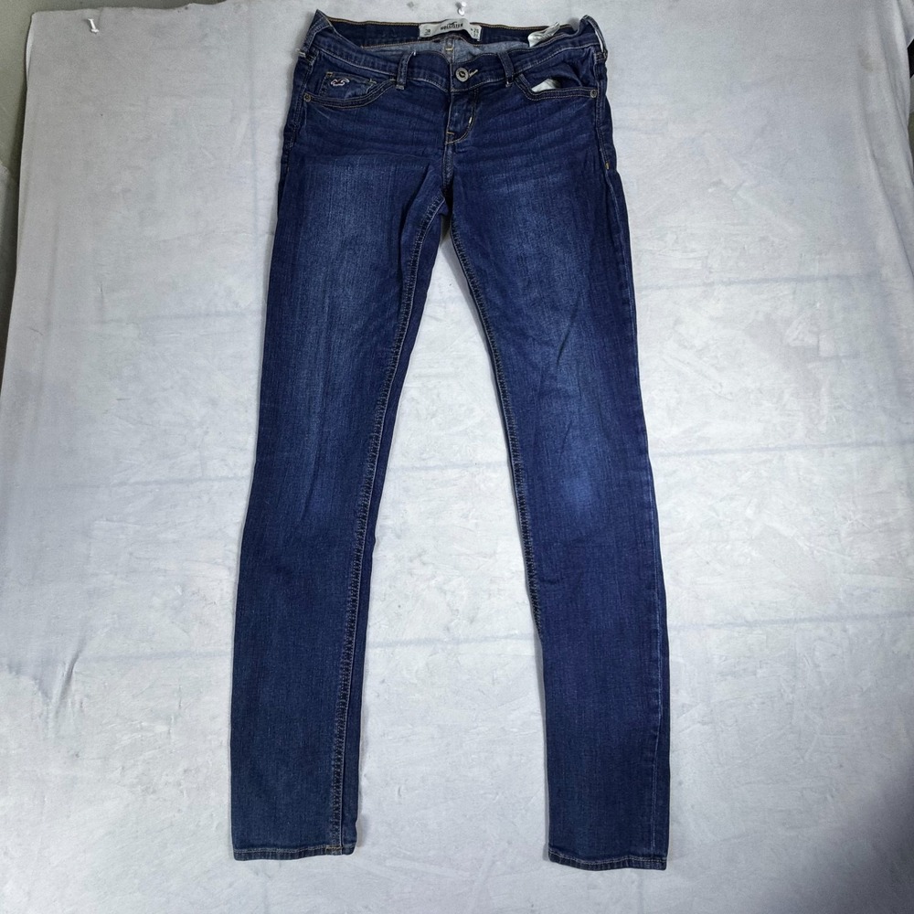 Hollister Womens SoCal Stretch Skinny Leg Jeans Blue Denim Whisker 3R W26 L31